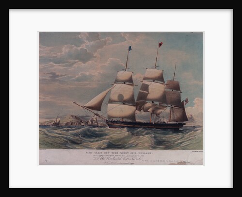 First class New York packet ship England, Captain B. L. Waite, inward-bound off Point Lynas, making signal for a Pilot by Samuel Walters