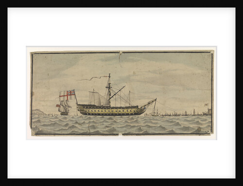 View of HMS 'St George' after being onshore at the bar of Lisbon by G.B Lawrence