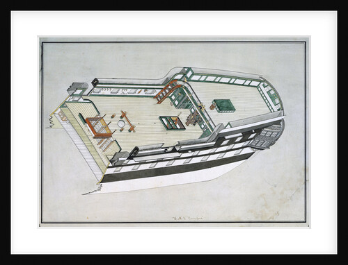 Diagram and section of the well and poop decks of HMS 'Canopus' by unknown