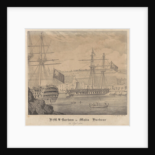HMS 'Barham' in Malta Harbour 25 September 1833 by James Kennett Willson