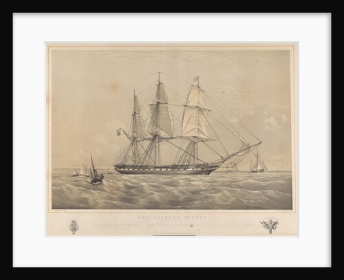 HMS 'Leander' (1848), 50-gun vessel, appointed to convey the Royal Commissioners to the Exhibition at New York by Ackermann
