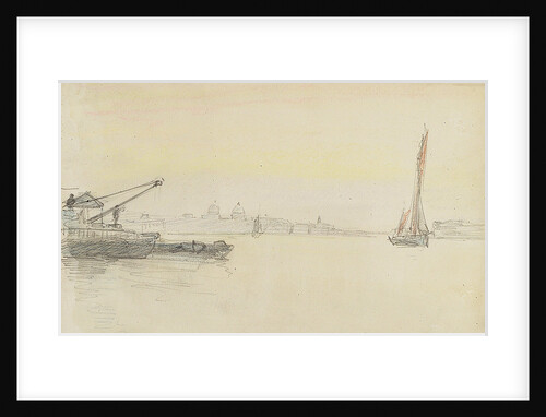 Sketch of various sailing vessels on the Thames at Greenwich by John Everett