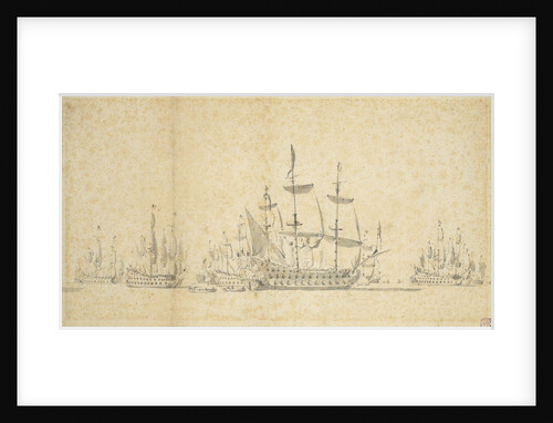 Large Dutch ships before a light breeze, ?August 1665 by Willem van de Velde the Elder
