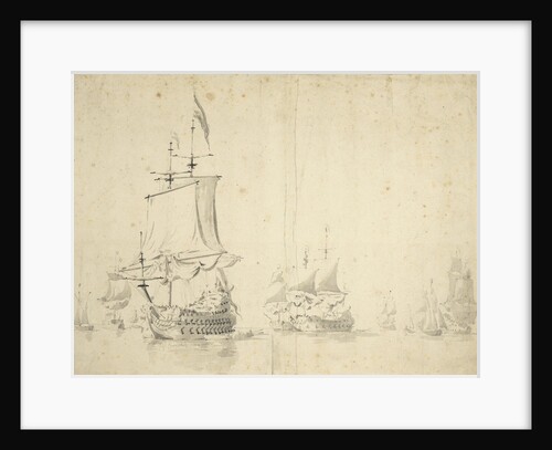 The 'Huis te Zwieten' and other ships becalmed by Willem van de Velde the Elder