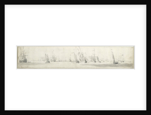 Dutch fleet at anchor, with states yachts under way by Willem Van de Velde the Younger