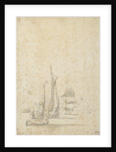 A wijdschip, boeier yacht and Dutch ships in a light breeze by Willem van de Velde the Elder