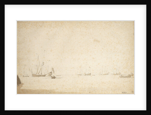 Dutch ships at anchor in an estuary by Willem Van de Velde the Younger