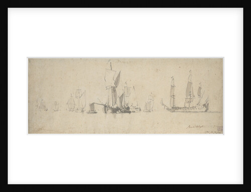 A smak and a Dutch ship in light airs by Willem Van de Velde the Younger