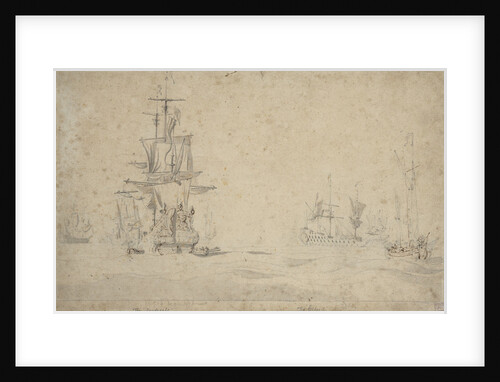 The 'Dordrecht' and 'Gideon' becalmed in a swell, May 1672? by Willem van de Velde the Elder