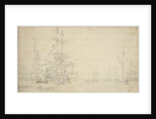 The Dutch fleet becalmed in a swell: furling sails, May 1672? by Willem van de Velde the Elder