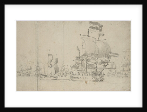 A Dutch flagship with a despatch vessel on her quarter, May 1672? by Willem van de Velde the Elder