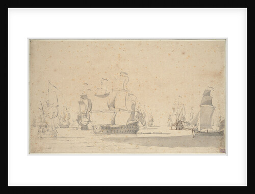 English ships, a ketch and a galliot in a light breeze, June 1673? by Willem van de Velde the Elder