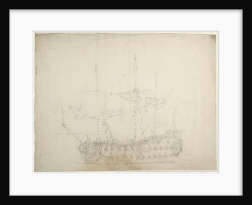 Portrait of an English third-rate, about 60 guns by Willem van de Velde the Elder