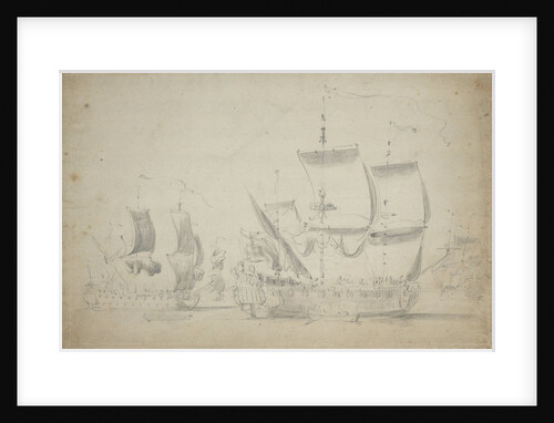An English two-decker under easy sail by Willem van de Velde the Elder