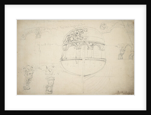 Sketch plan of the stern by Willem Van de Velde the Younger