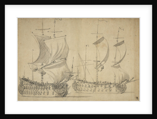 An English third-rate and fourth-rate under easy sail by Willem van de Velde the Elder