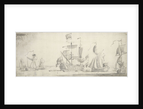 Visit of Charles II to the 'Tiger' at Woolwich: The 'Tiger' lying-to, surrounded by yachts by Willem van de Velde the Elder