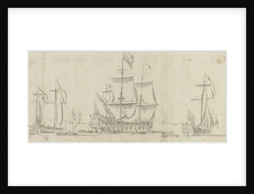 Royal (Charles II) visit to the 'Tiger' and passage down the Thames to Sheerness and Chatham - The 'Tiger' under way by Willem van de Velde the Elder