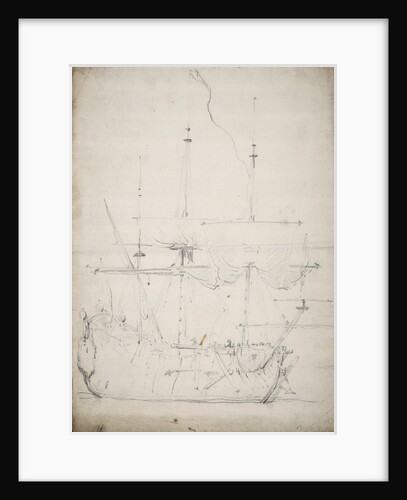 An English two-decker drying sails by Willem Van de Velde the Younger