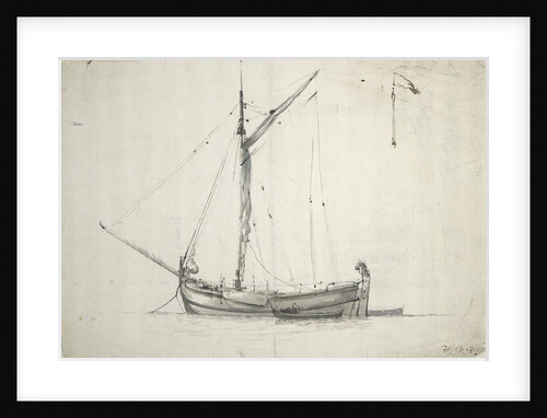 Study of a galjoot at anchor by Willem Van de Velde the Younger