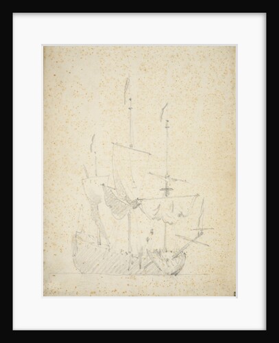 An English ship drying sails by Willem Van de Velde the Younger