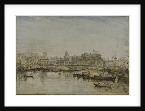 Visit of William IV to Greenwich, 1835 'King William the 4th & Queen Adelaide went in an open boat to breakfast with Sir Thos Hardy the Governor of Greenwich Hospital' by James Holland