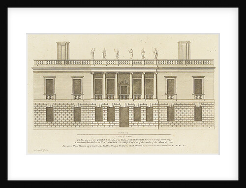 The Elevation of the Queens House to the Park at Greenwich Invented by Inigo Jones 1639 by Colen Campbell