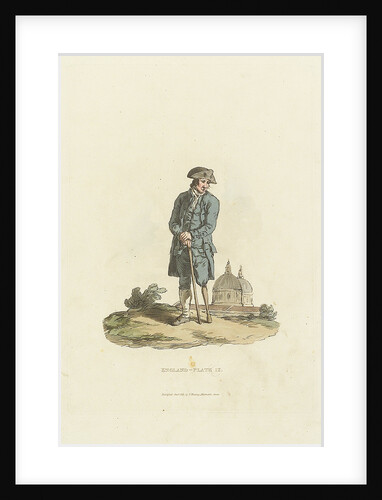 'England - Plate 12.' A Greenwich Pensioner with wooden leg leaning on a stick by John Murray