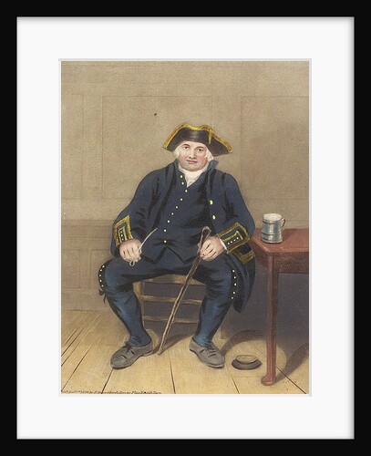 Portrait of Greenwich Pensioner, seated with clay pipe and tankard by Henry Dawe