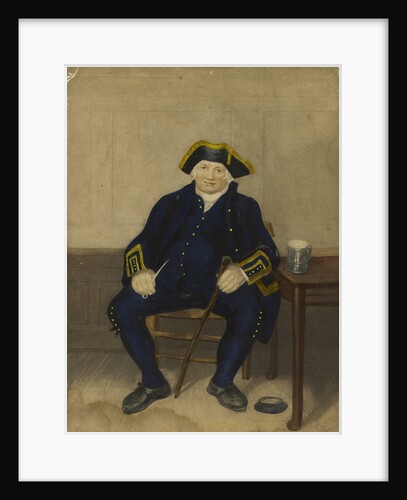 Portrait of Greenwich Pensioner, seated with clay pipe and tankard by Henry Dawe