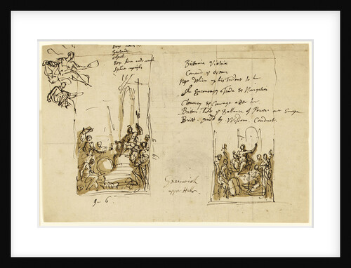 Designs for the east side of the upper hall of the Painted Hall, Greenwich: south side of arch by James Thornhill