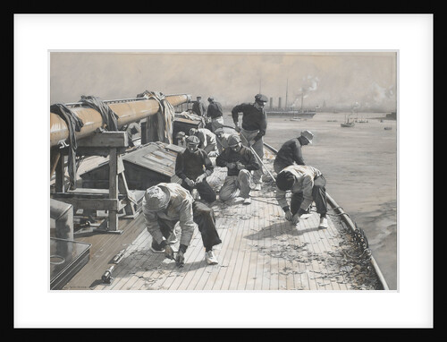 Fitting out a 23 metre racer - scraping deck of Brynhild by Charles M. Padday