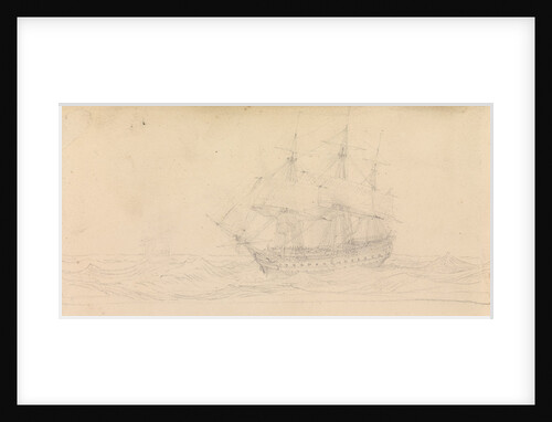 A naval frigate at sea by John Christian Schetky