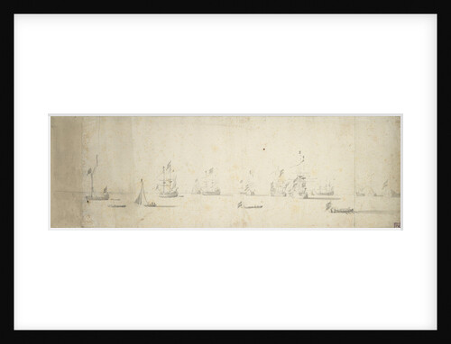 Dutch ships at anchor off the land by Willem van de Velde the Elder