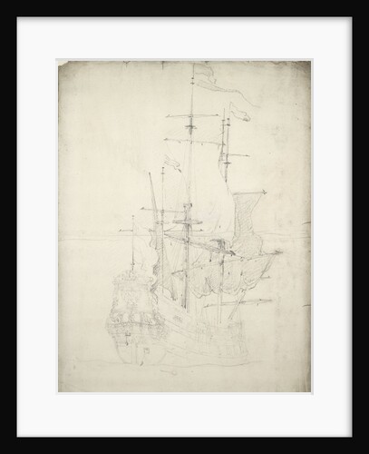 Portrait of the 'Overijssel'. Built 1650. 30-guns. Obsolete 1686 by Willem Van de Velde the Younger