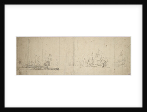 A Dutch Fleet getting under way off a pier by Willem van de Velde the Elder