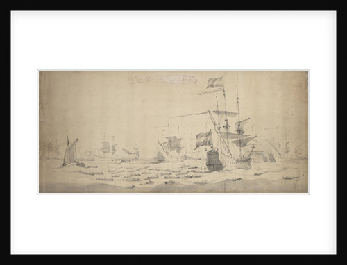 A Dutch Fleet lying-to in a breeze: a council-of-war by Willem van de Velde the Elder