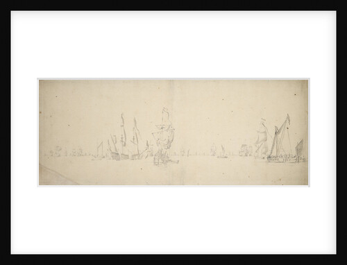 A smalschip and a despatch vessel with the Dutch fleet in light airs by Willem Van de Velde the Younger