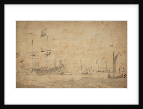 An English flagship at anchor, possibly in June 1673 by Willem van de Velde the Elder