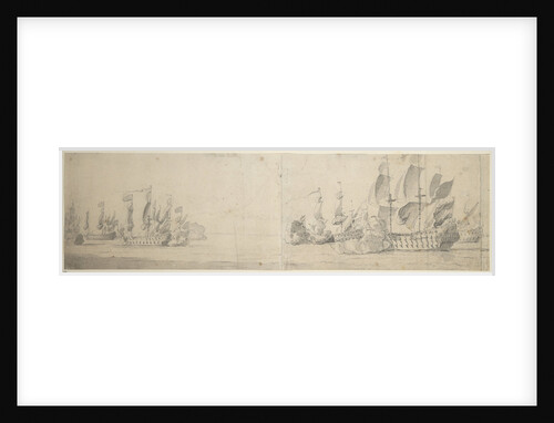 Beach and van Ghent's action, 1670: Van Ghent pursuing six Algerine corsairs near Cape Spartel, 17-27 August 1670 by Willem van de Velde the Elder