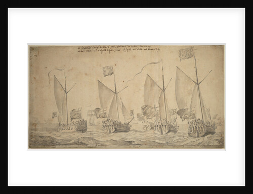 The marriage journey of William of Orange and Princess Mary to Holland, 1677. The yachts reaching the coast of Holland, 29 November - 9 December 1677. by Willem van de Velde the Elder