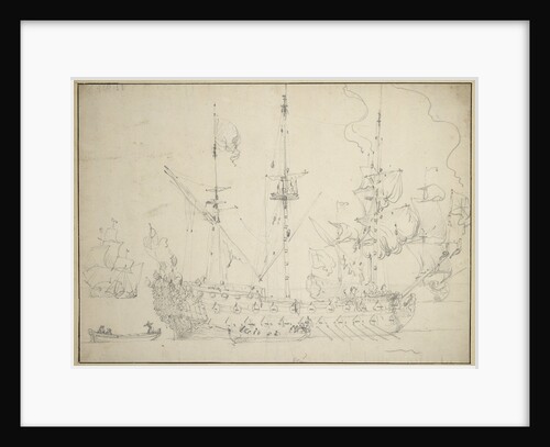 The 'Tiger' with sweeps out by Willem van de Velde the Elder