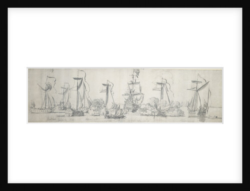 The 'Tiger' with yachts astern in light airs by Willem van de Velde the Elder