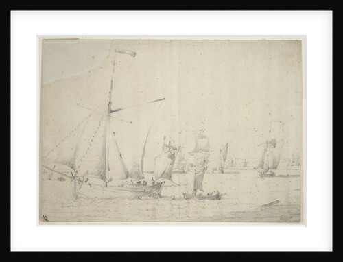 An English galliot close-hauled in a light breeze by Willem van de Velde the Elder