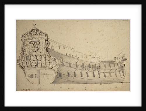 Portrait of the 'Ridderschap', 66 guns, of the Admiralty of the Maas, built in 1666 and lost at sea in 1690 by Willem Van de Velde the Younger