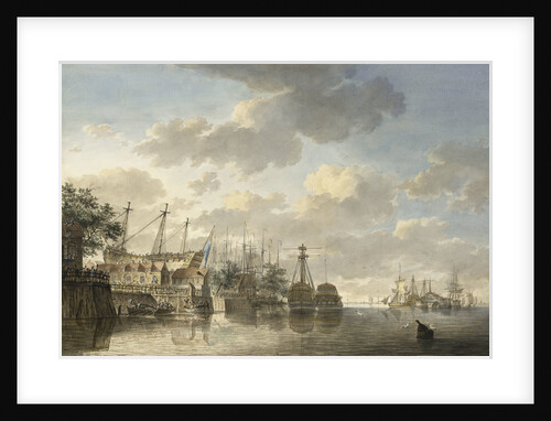 HMS 'Queen' at the King's Dock Woolwich by Hendrik Kobell