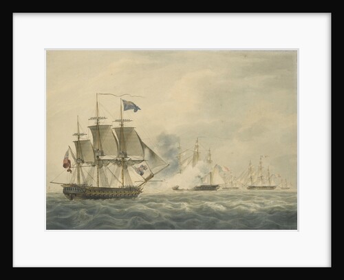 HMS 'Majestic' bearing down to attack the 'Terpsichore' and 'Atalante' 3 February 1814 by W. Anderson