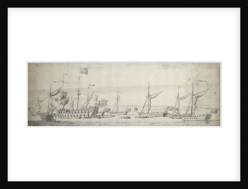 The 'Tiger' and yachts at anchor off the Isle of Sheppey by Willem van de Velde the Elder