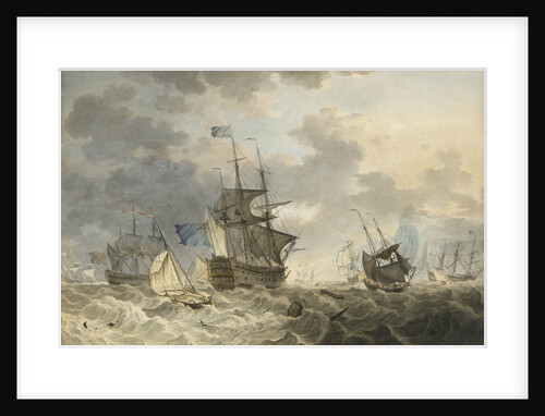 HMS 'Ocean', 2nd-rate. Union at the Main off Gibraltar with tenders by Hendrik Kobell