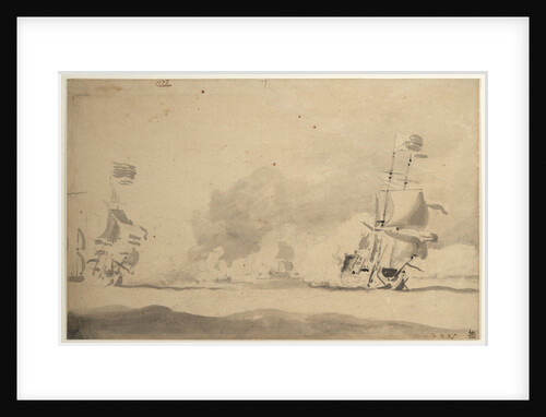 A Dutch ship in chase of an English ship, 1673 by Willem Van de Velde the Younger